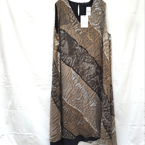 NEW Marina Rinaldi Animal print Snakeskin Dress midi silk sleeveless US22 - Picture 2 of 12